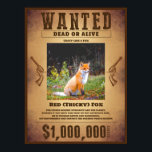 Poster Concebido<br><div class="desc">Veja esta hilariante imagem desejada com uma foto de uma bela raposa vermelha. A imagem é uma réplica de um antigo boletim clássico ocidental de uma era passada. Você pode comprar este poster "Desejado" no meu impressão na loja a pedido. Sinta-se livre para navegar pela minha loja até que satisfaça...</div>