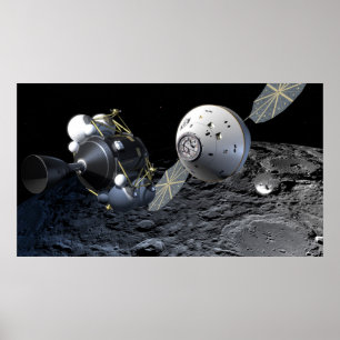 Poster Conceito Arte de Órion Espacial em Órbita Lunar