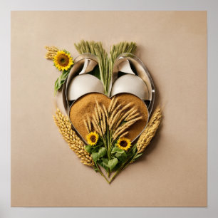 Poster Conceito de Alimentação Orgânica de Trigo e Girass