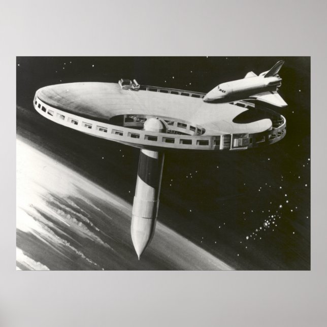 Pôster Conceito de estação espacial da NASA de 1977 (Frente)
