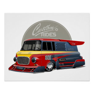 Pôster Conceito de van de retrocorrida personalizado