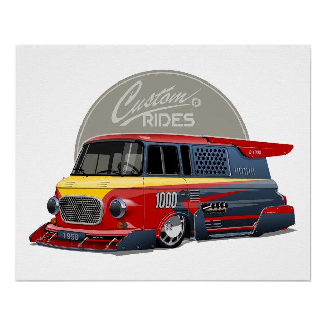 Pôster Conceito de van de retrocorrida personalizado (Frente)