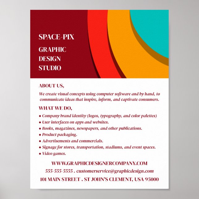 Poster Conceito moderno, propaganda do designer gráfico (Frente)