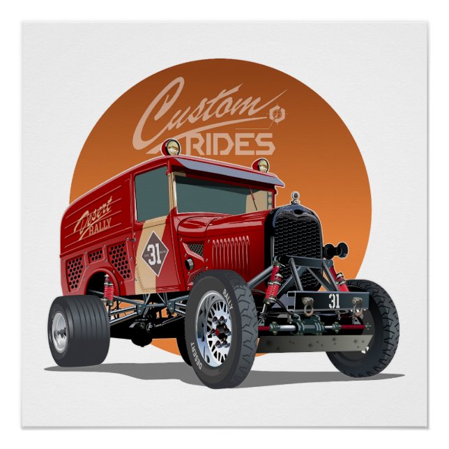 Pôster Conceito personalizado de carro de retrocorrida (Frente)