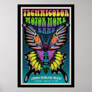 Poster Concertação de TMH com Borboleta Psicodélica Vinta