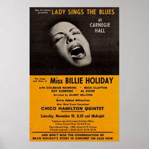 Poster concerto Billie Holiday Carnegie Hall Jazz Vintage