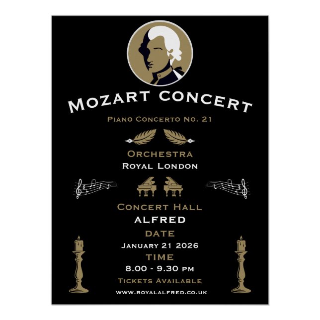 Pôster Concerto de Música de Mozart (Frente)