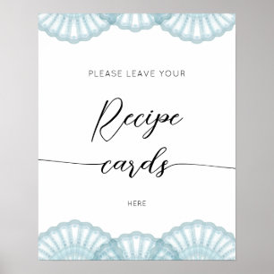 Poster Concha Azul Elegante  deixe seu cartão de receita 