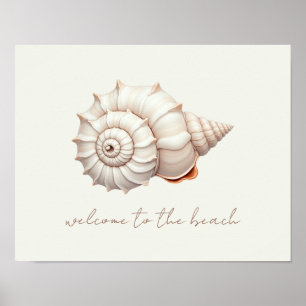 Poster Concha Costeira Personalizada Creme e Bege