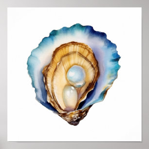 Poster Concha de Ostra Aquarela