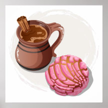 Concha Pan Dulce e Champurrado Mug Tradicional