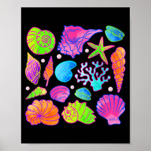 Poster Conchas Coloridas E Desenho Divertido De Estrelas-