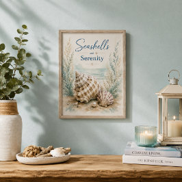 Poster Conchas Marinhas e Serenidade Banheiro Pequeno Cos