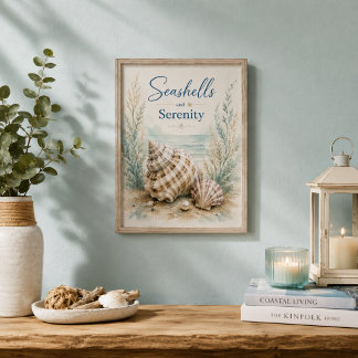 Poster Conchas Marinhas e Serenidade Banheiro Pequeno Cos