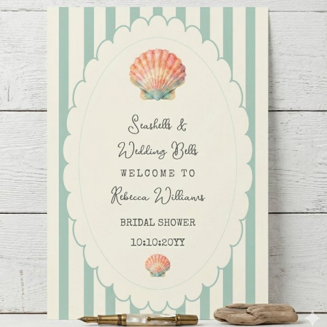 Poster Conchas Marinhas e Sininhos de Casamento Chá de No (Criador carregado)
