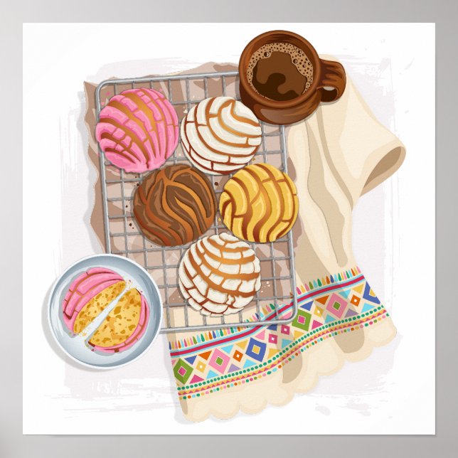 Poster Conchas Mexicanas Pan Dulce & Champurrado  (Frente)