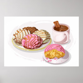 Poster Conchas Mexicanas Pan Dulce & Chocolate Quente Coz