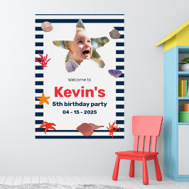 Poster Conchas, Starfish & Coral em faixas marítimas