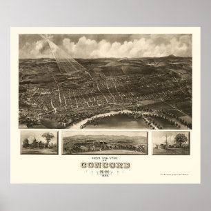 Poster Concord, Mapa Panorâmico NH - 1899