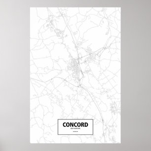 Pôster Concord, Nova Hampshire (preto no branco)