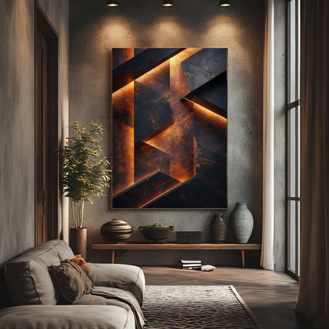 Poster Concreto Abstrato Laranja Escuro Futurista (Criador carregado)