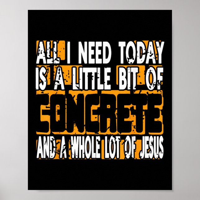 Poster Concreto E Jesus Trabalhador Da Construção Fé  (Frente)