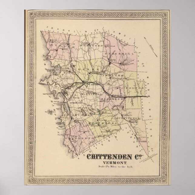 Pôster Condado de Chittenden em Vermont (Frente)