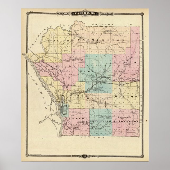 Pôster Condado de Lacrosse, Wisconsin (Frente)
