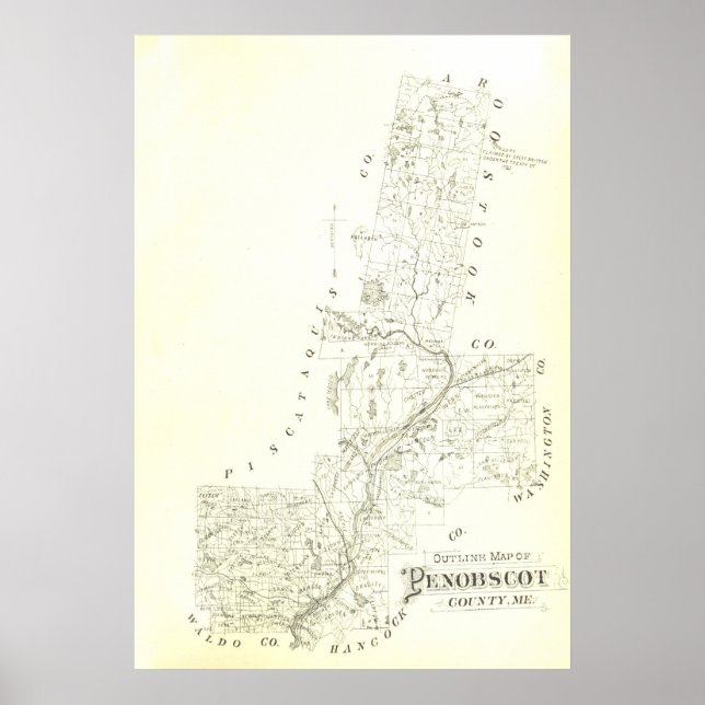 Poster Condado de Penobscot, Maine (Frente)