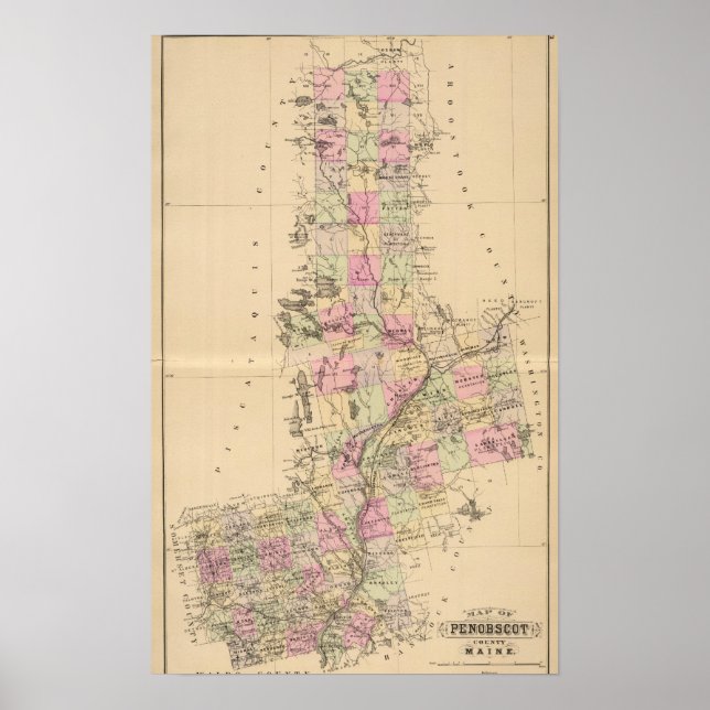 Pôster Condado de Penobscot, Maine (Frente)