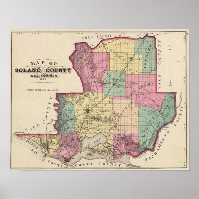 Pôster Condado de Solano, Califórnia (Frente)