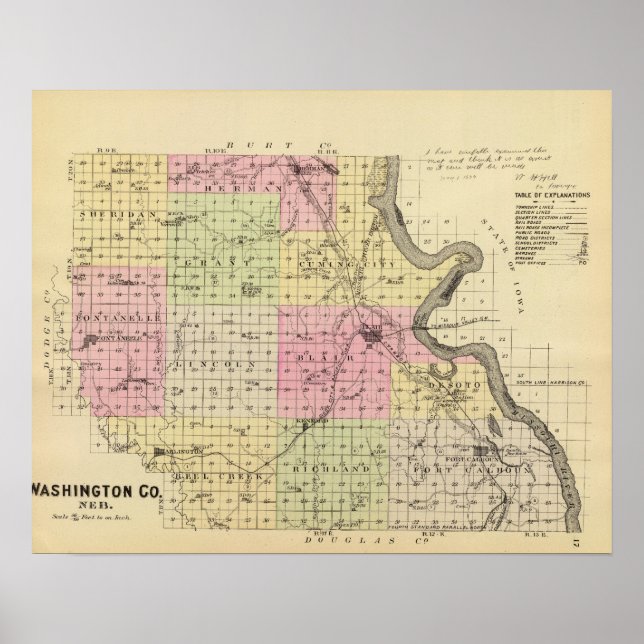 Pôster Condado de Washington, Nebraska (Frente)