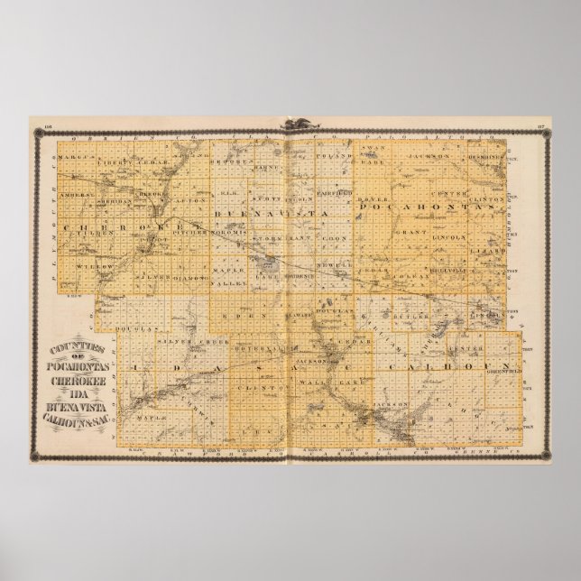 Pôster Condados de Pocahontas, Cherokee (Frente)