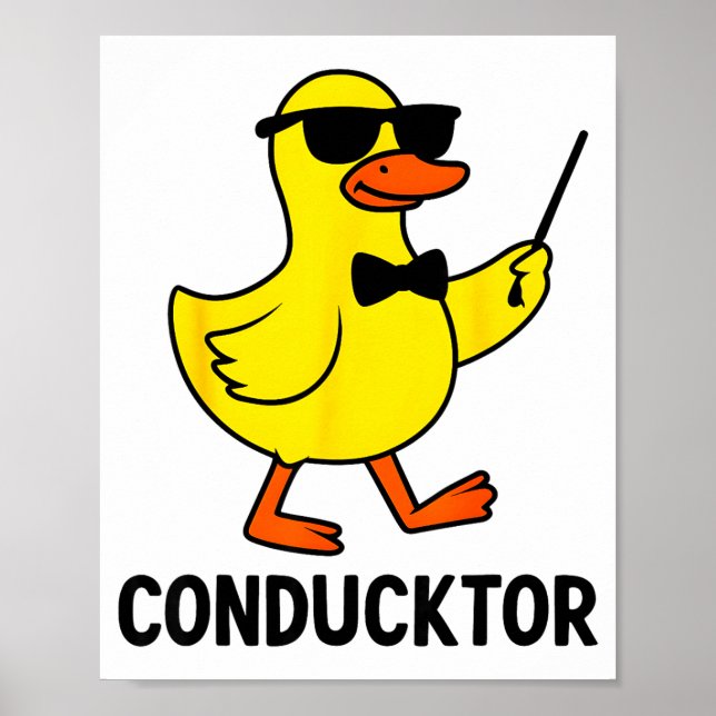 Poster Conducktor Funny Duck Music Pun Orchestra Design  (Frente)