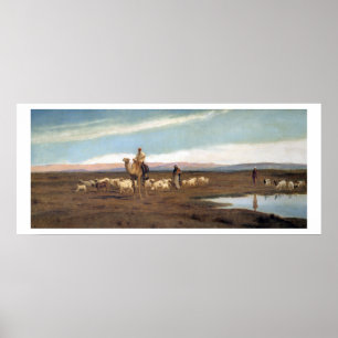 Pôster Conduzindo o rebanho pastar (óleo em canvas)