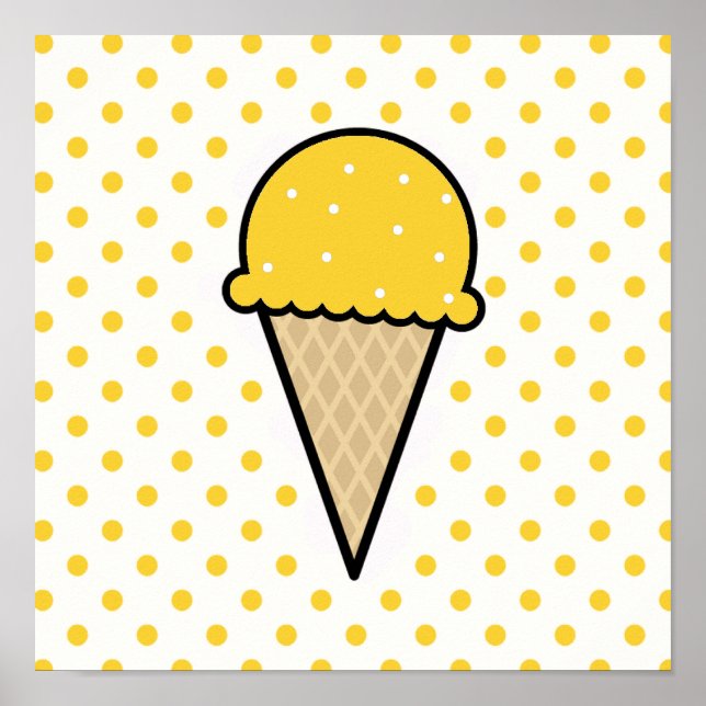 Pôster Cone de Sorvete âmbar amarelo (Frente)