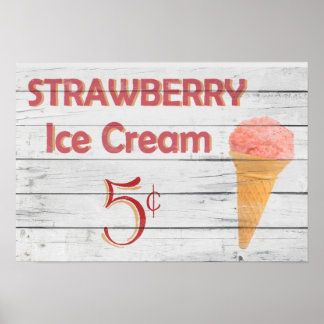 Poster Cone de Sorvete de Morango