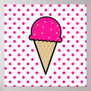 Pôster Cone do sorvete do rosa quente