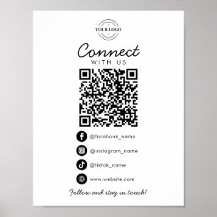 Poster Conecte-se com o logotipo comercial do código QR d