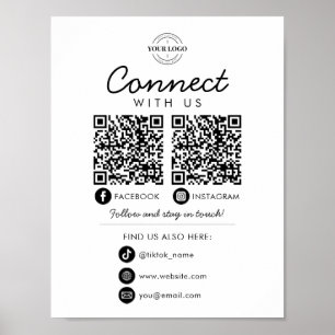 Poster Conecte-se com o logotipo da empresa de código QR 