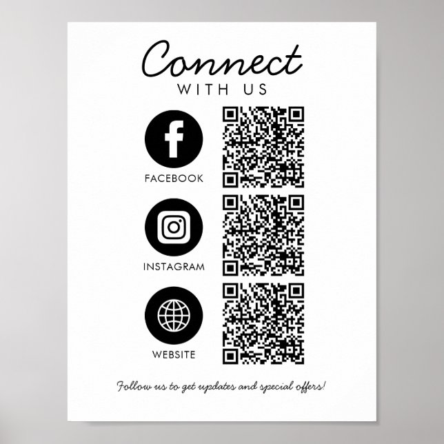 Poster Conecte-se com o site de código QR da Mídia Social (Frente)