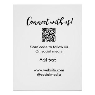 Pôster Conecte-se conosco escaneie código QR adicione sit
