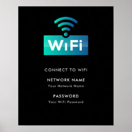 Poster Conexão de rede Wifi com marca personalizada preto