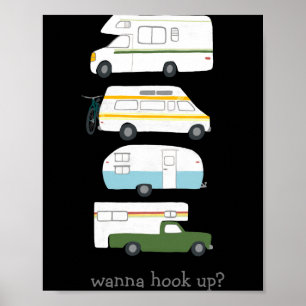 Poster Conexão W Caminhão Divertido Campervan Vanlife Reb