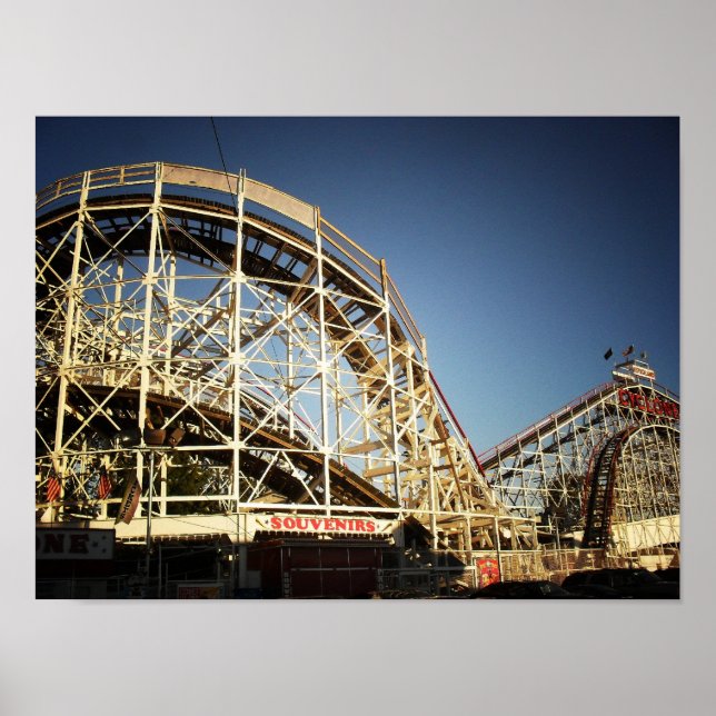 Pôster Coney Island Cyclone Roller Porta copos, Pequena (Frente)