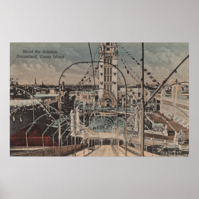 Poster Coney Island, NY - Atire na pista de Schutes (Frente)