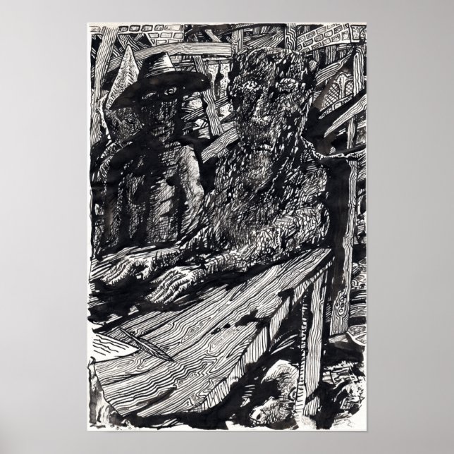 Poster "Confesse!", desenho a tinta nanquim (Frente)