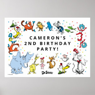 Poster Confetes de Personagens do Dr. Seuss Aniversário
