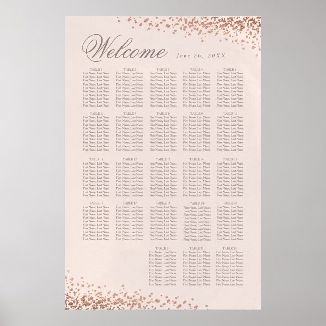 Poster Confetes Elegantes | 20 + Assentos de Mesa de Casa (Frente)
