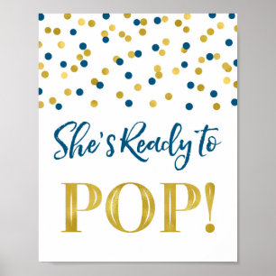 Poster Confetti Azul do Marinho Dourado Ela está pronta p